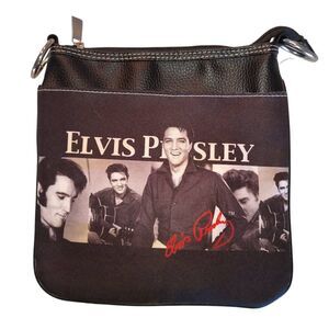 Elvis Presley black licensed crossbody bag EV91 Elvis Presley photos red signatu